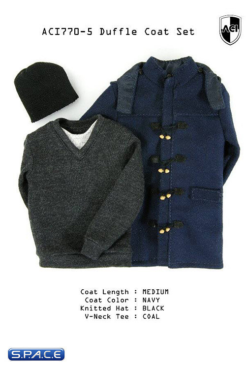 1/6 Scale navy medium Duffle Coat Set