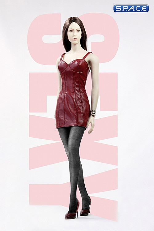 1/6 Scale Haute Couture Ladies Sexy Leather Skirt Dress Set B (red)