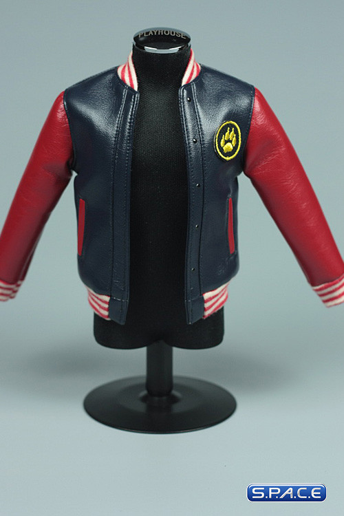 1/6 Scale black and red Leather Jacket and Jeans Set