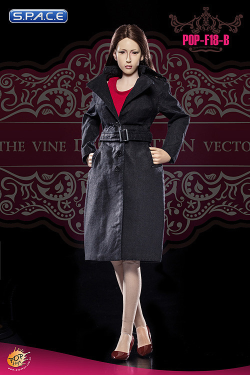 1/6 Scale British Womens black Windbreaker Set