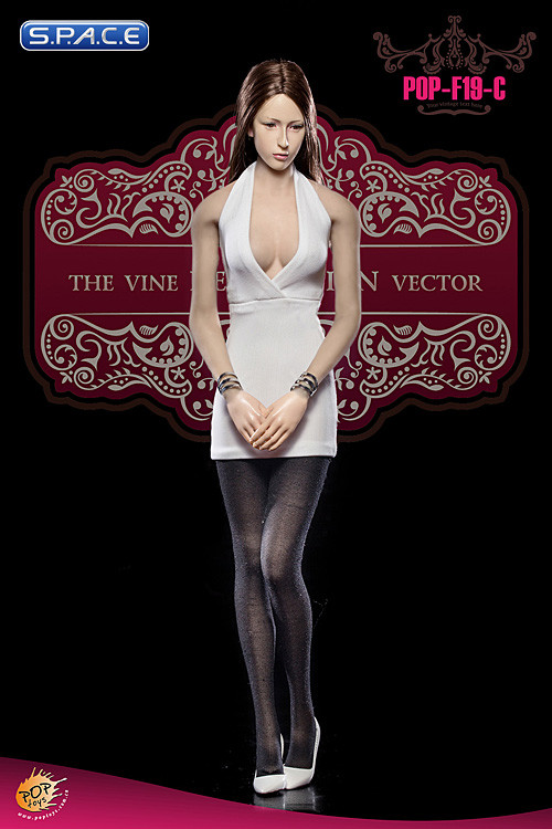 1/6 Scale Ladies white low-cut Halter Dress Set