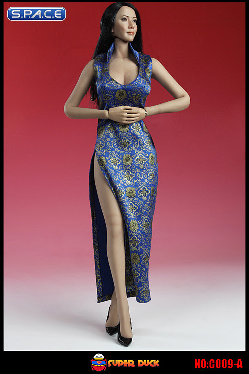 1/6 Scale Cheongsam Dress (blue)