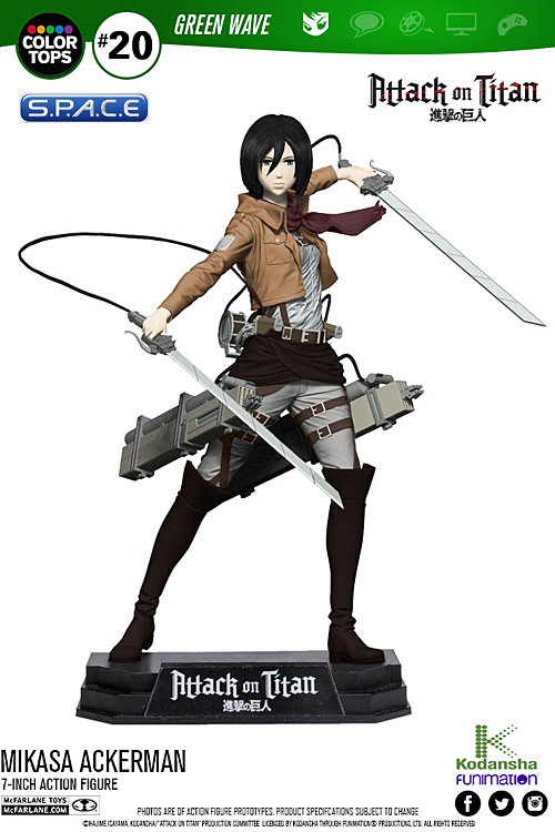Mikasa Ackerman from Attack on Titan (Color Tops Green Wave)