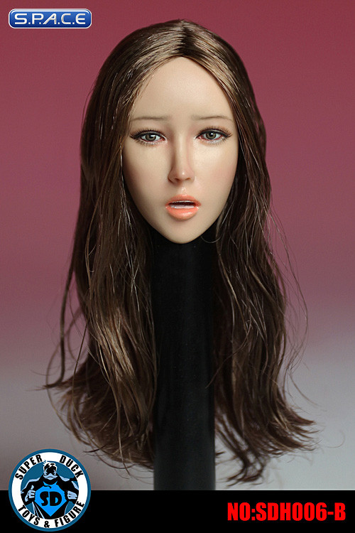1/6 Scale Female Head Sculpt with tongue (long brown hair)