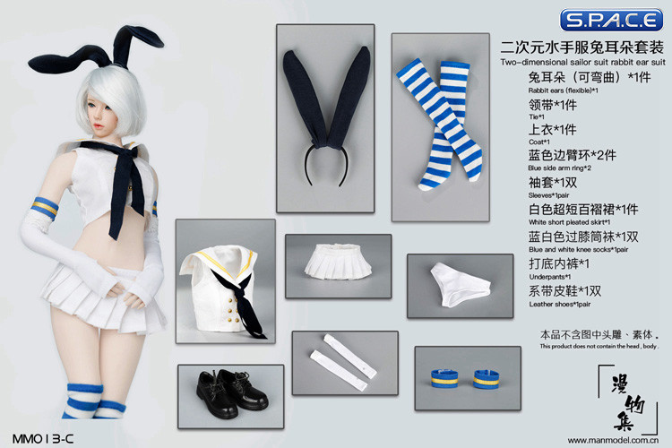 1/6 Scale Sailor Bunny Suit Set white