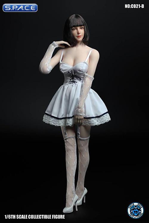 1/6 Scale white Dress with Stockings Set