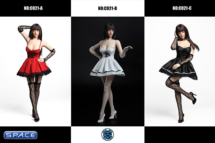 1/6 Scale white Dress with Stockings Set