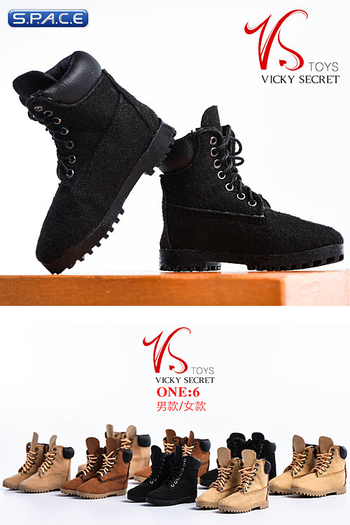 1/6 Scale black suede-optics male Boots