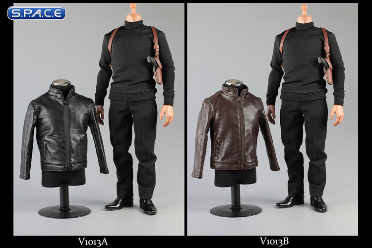 1/6 Scale black Spy Killer Leather Jacket Set