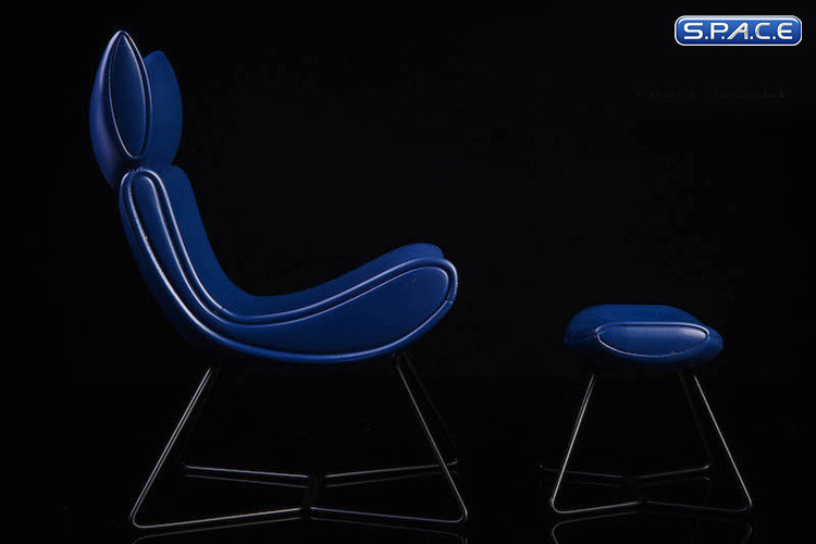 1/6 Scale blue Designer Chair with Ottoman