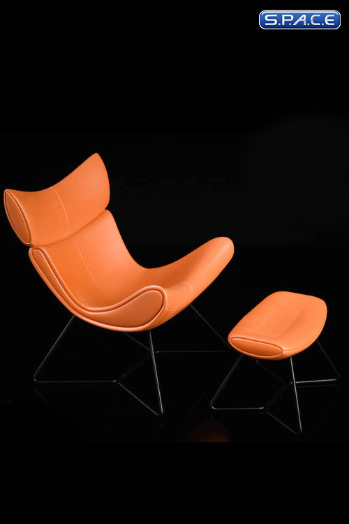 1/6 Scale brown Designer Chair with Ottoman