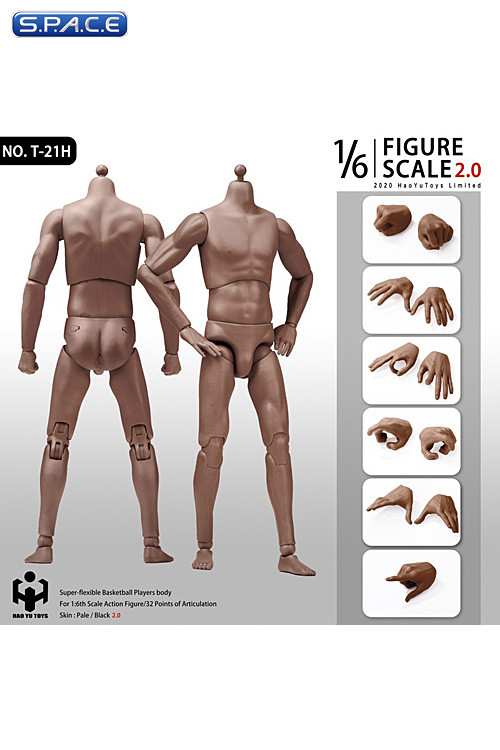 1/6 Scale male super-flexible Afro American Basketball Players Body with modelled neck