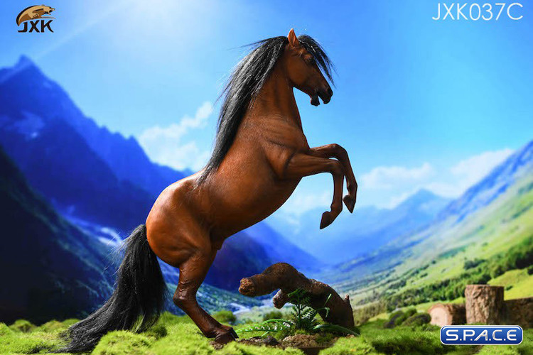 1/12 Scale rising Hanoverian Warmblood Horse (brown)