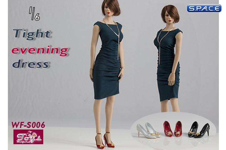 1/6 Scale Tight Evening Dress (blue/grey)