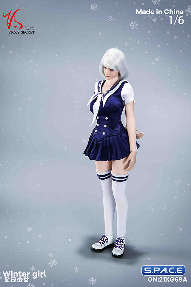 1/6 Scale Winter School Girl Character Set with white Coat