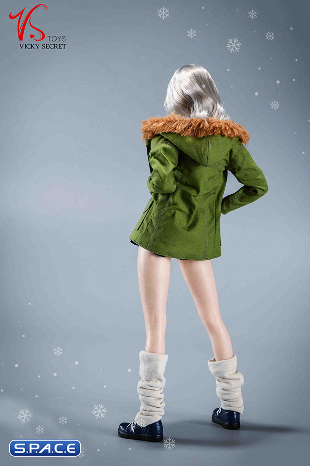 1/6 Scale Winter School Girl Character Set with green Coat
