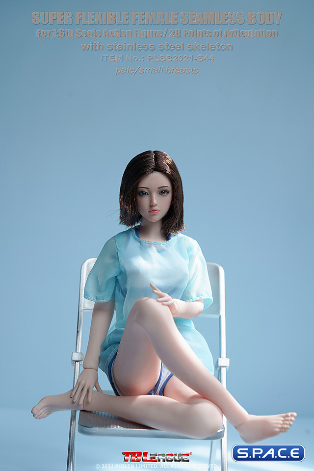 1/6 Scale female super-flexible seamless pale Body with small breast and head sculpt