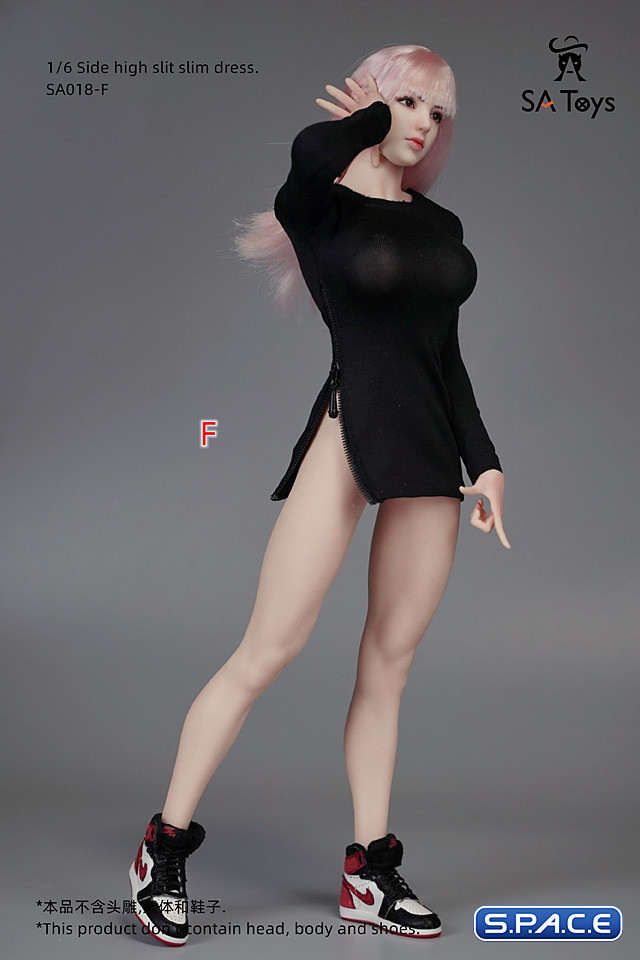 1/6 Scale zipper Dress (black)