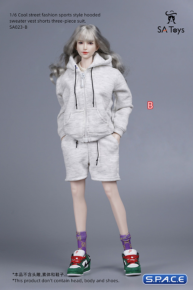 1/6 Scale female Sportswear with Hoodie (grey)