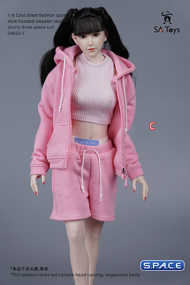 1/6 Scale female Sportswear with Hoodie (pink)