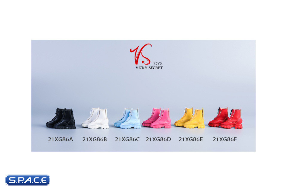 1/6 Scale Womens Platform Sole Ankle Boots (red)