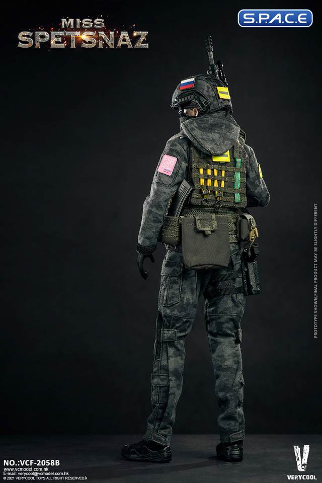 1/6 Scale Miss Spetsnaz with green Vest - MCB Camouflage Russian Combat Women Soldier