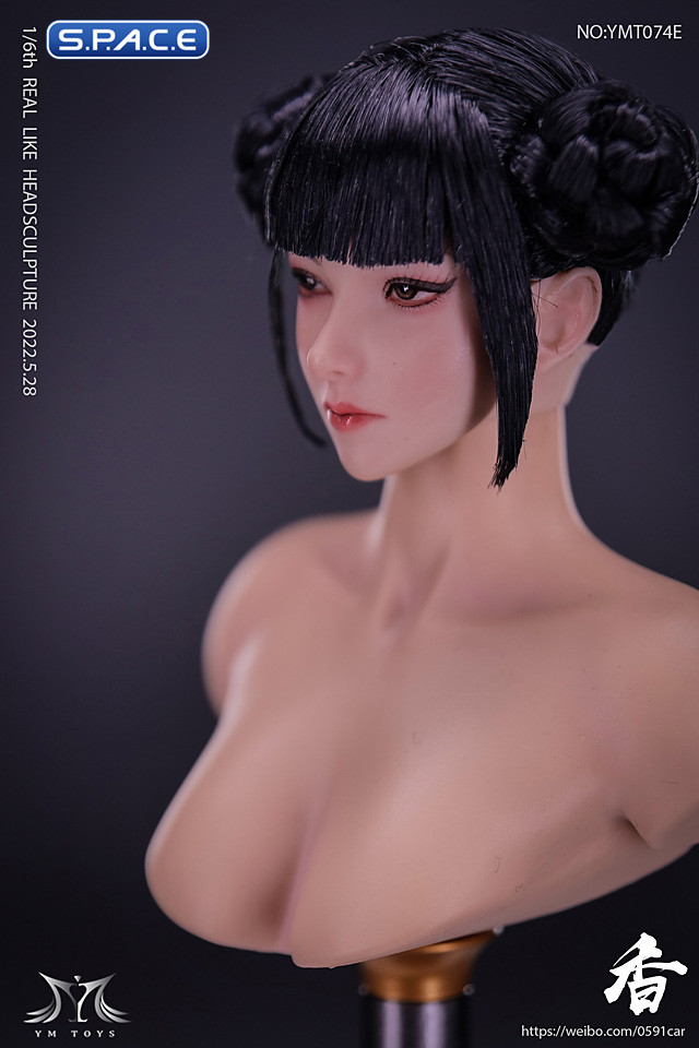 1/6 Scale Natsuki looking straight Head Sculpt (black space buns)