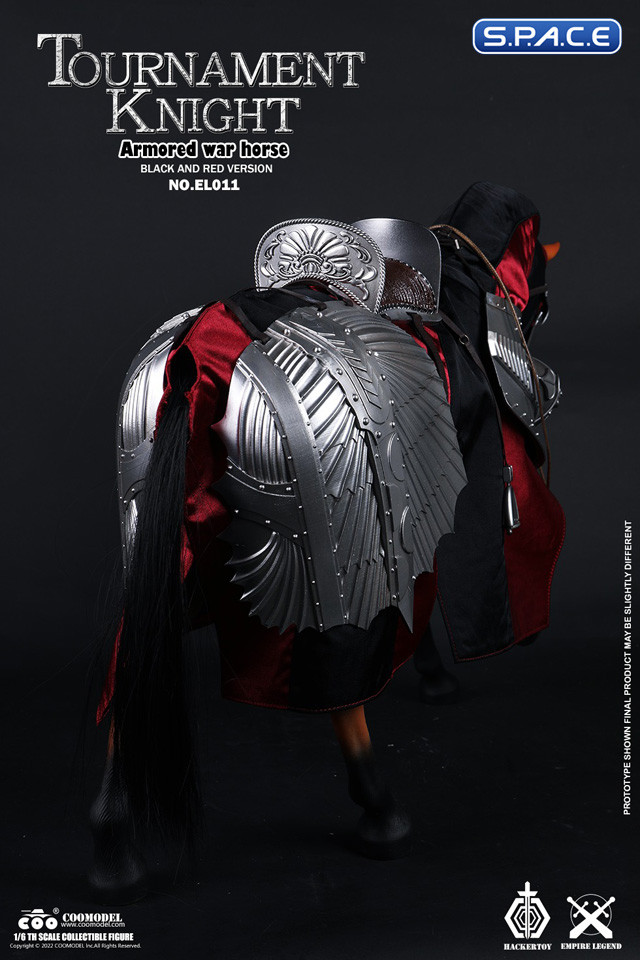 1/6 Scale Armored War Horse of Tournament Knight - Black & Red Version (Empire Legend)