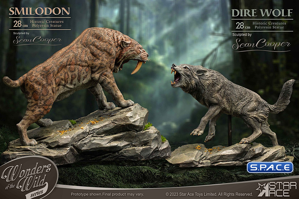 Smilodon & Dire Wolf Statue Set (Wonders of the Wild)