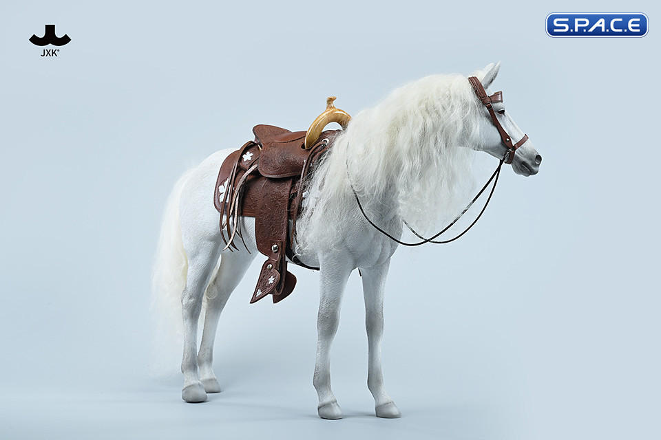 1/6 Scale Akhal Teke Horse with Harness (white)