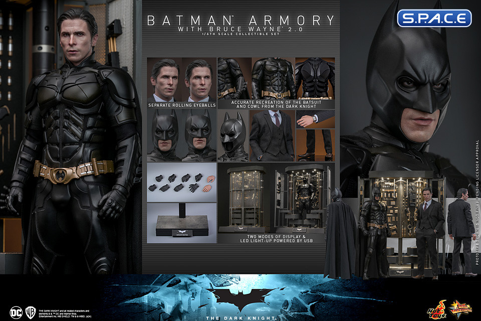 1/6 Scale Batman Armory with Bruce Wayne 2.0 Movie Masterpiece MMS750 (Batman - The Dark Knight)