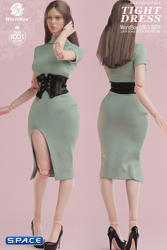 1/6 Scale tight Dress with Corsage (green)