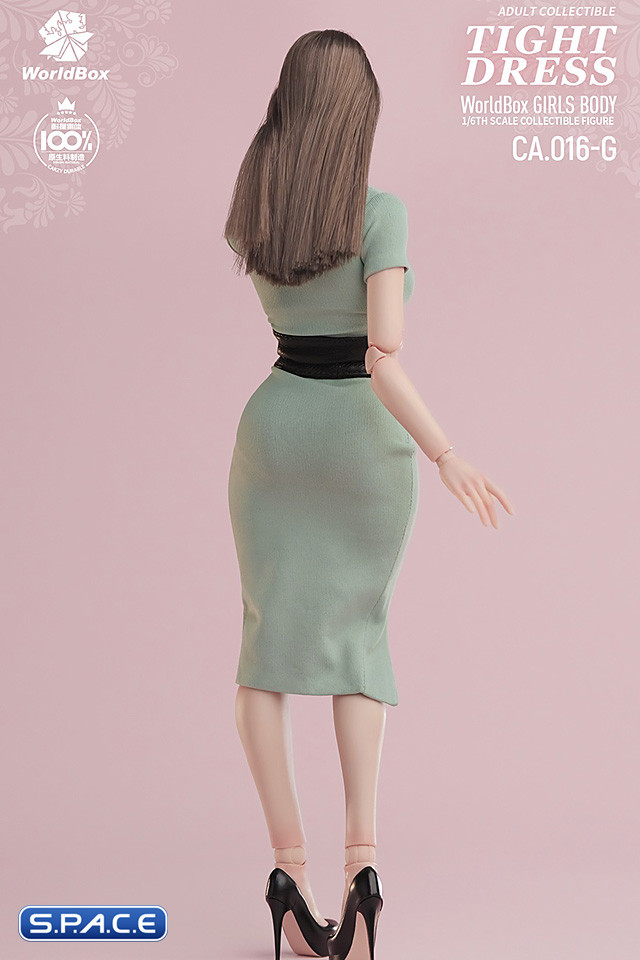 1/6 Scale tight Dress with Corsage (green)