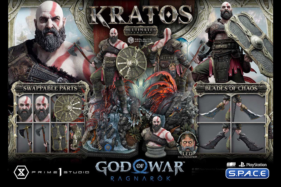 1/3 Scale Kratos Real Elite Masterline Statue - Ultimate Bonus Version (God of War: Ragnarok)