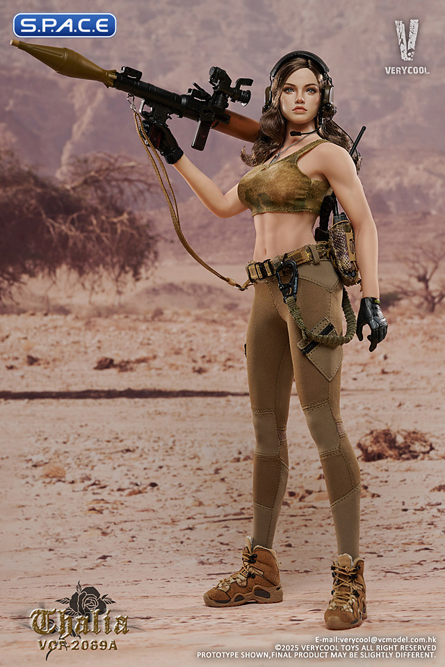 1/6 Scale Desert Female Soldier Thalia - brown hair Version