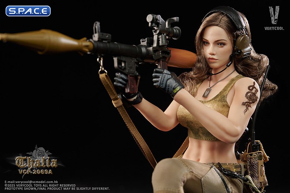 1/6 Scale Desert Female Soldier Thalia - brown hair Version