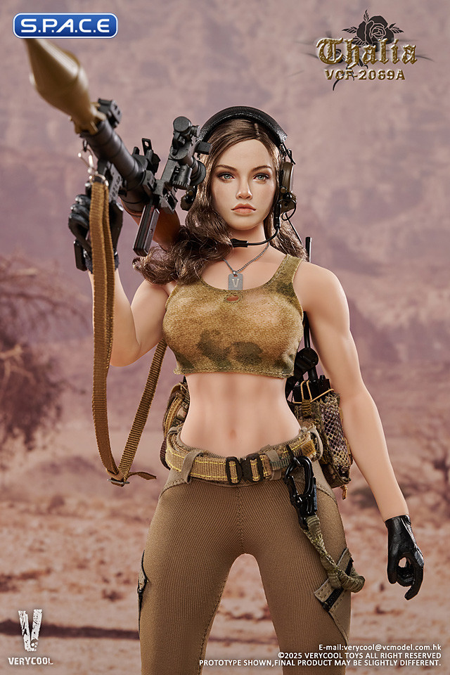 1/6 Scale Desert Female Soldier Thalia - brown hair Version