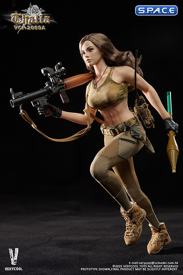 1/6 Scale Desert Female Soldier Thalia - brown hair Version