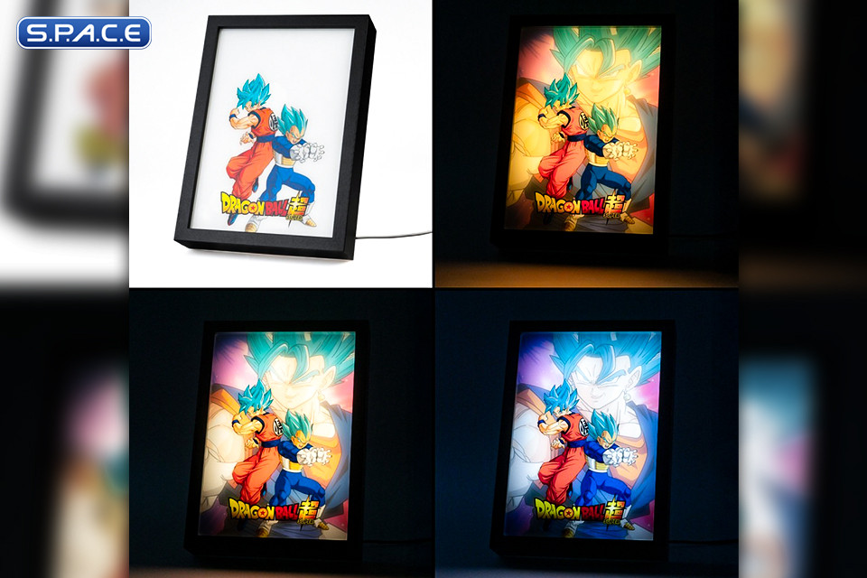 Super Saiyan blue Son Goku & Vegeta framed LED Print (Dragon Ball Super)