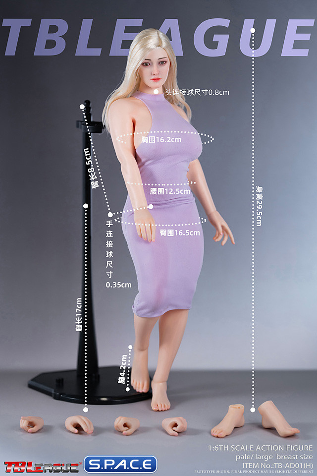 1/6 Scale curvy Seamless female Body AD01H with head sculpt (pale)