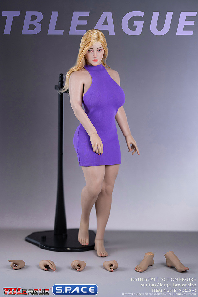 1/6 Scale curvy Seamless female Body AD02H with head sculpt (suntan)