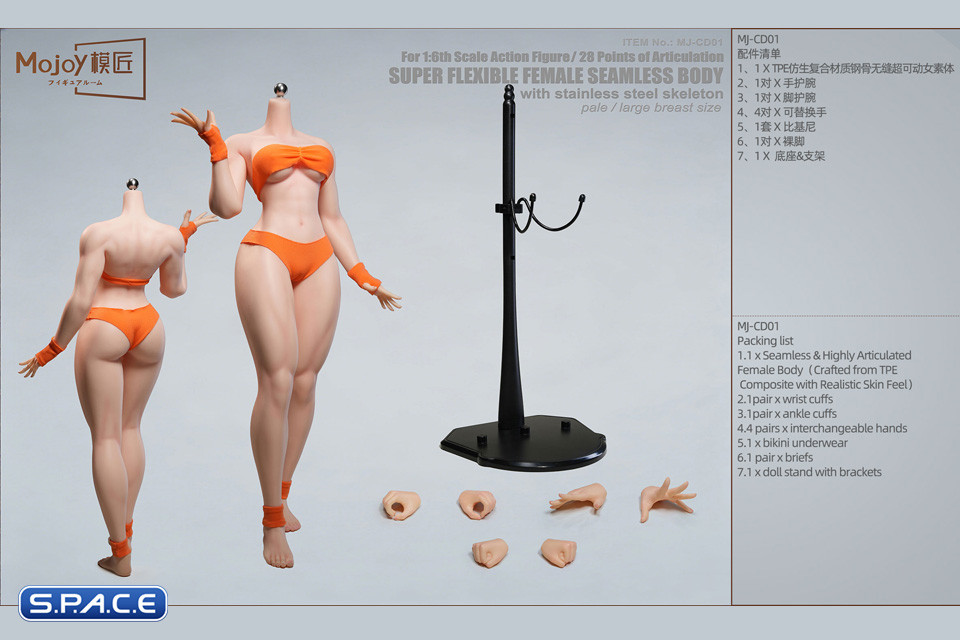 1/6 Scale Seamless Female pale Body CD01 - large breast size