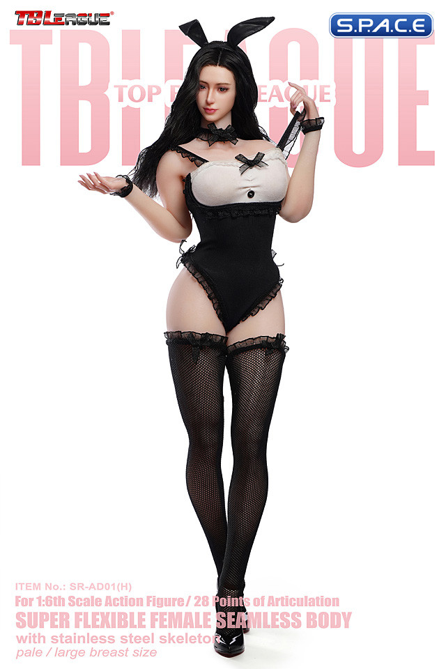 1/6 Scale Seamless Female Body with head sculpt SR-AD01H - black Bunny Version (large breast/pale)