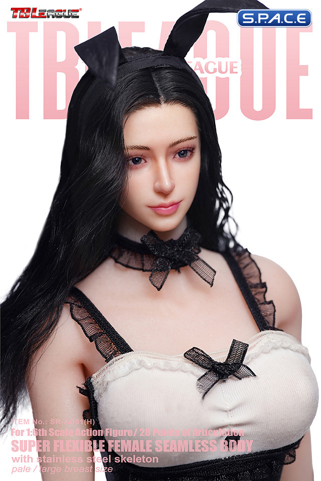 1/6 Scale Seamless Female Body with head sculpt SR-AD01H - black Bunny Version (large breast/pale)