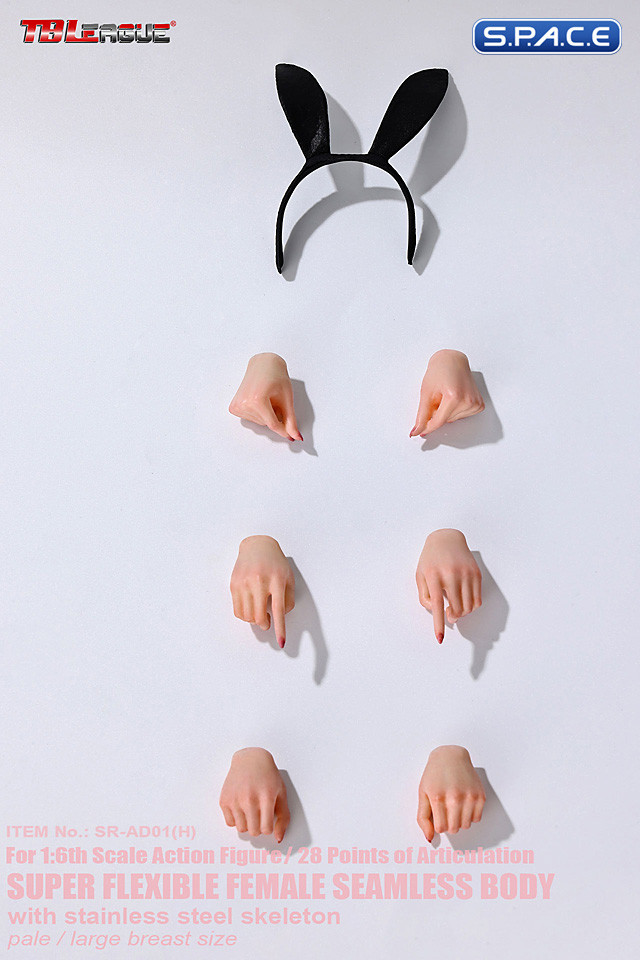 1/6 Scale Seamless Female Body with head sculpt SR-AD01H - black Bunny Version (large breast/pale)