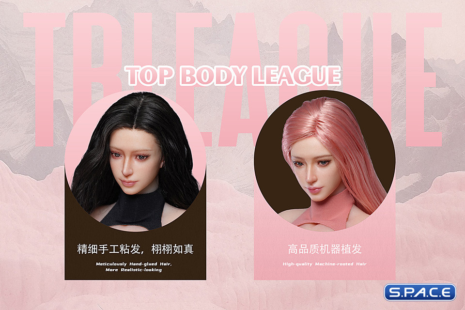 1/6 Scale Seamless Female Body with head sculpt SR-AD02H - white/pink Bunny Version (large breast/pale)