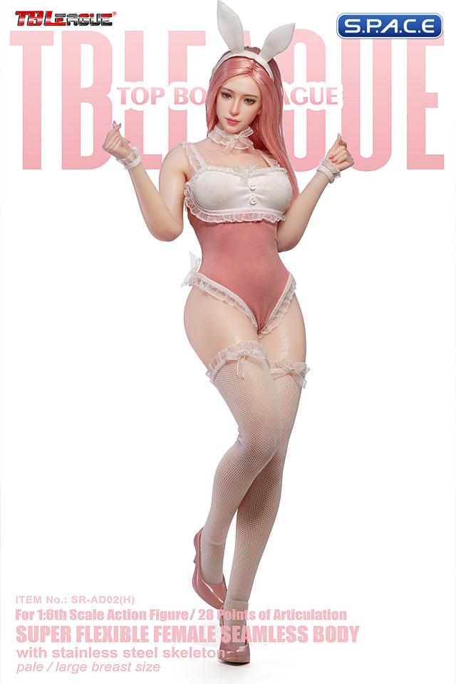 1/6 Scale Seamless Female Body with head sculpt SR-AD02H - white/pink Bunny Version (large breast/pale)