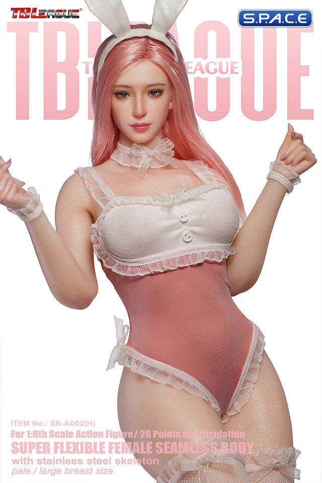1/6 Scale Seamless Female Body with head sculpt SR-AD02H - white/pink Bunny Version (large breast/pale)