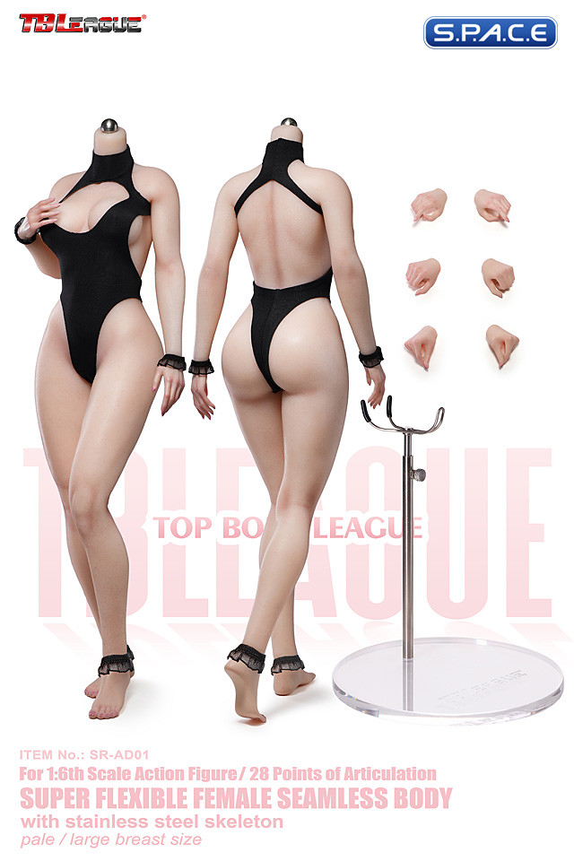 1/6 Scale Seamless Female Body SR-AD01 - black swimsuit Version (large breast/pale)