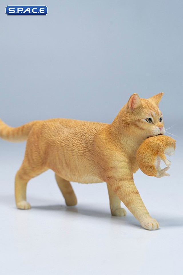 Domestic Cat with Kitten Statue (red)